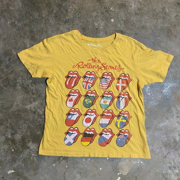 The Rolling Stone Mens Yellow Crew Neck Short Sleeve Graphic T Shirt Size XS - Picture 1 of 5